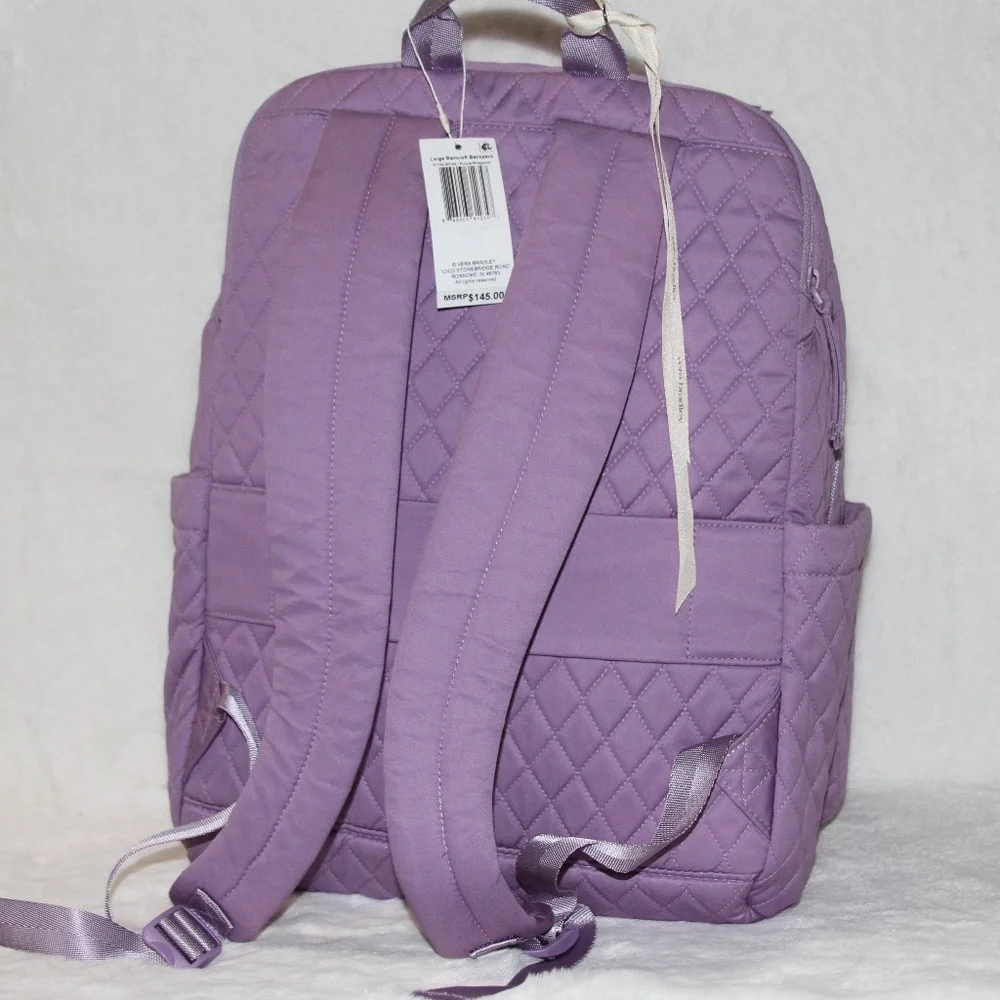 NWT Vera Bradley Large Bancroft Backpack Purple Rhapsody in Premium Cotton - Picture 2 of 4